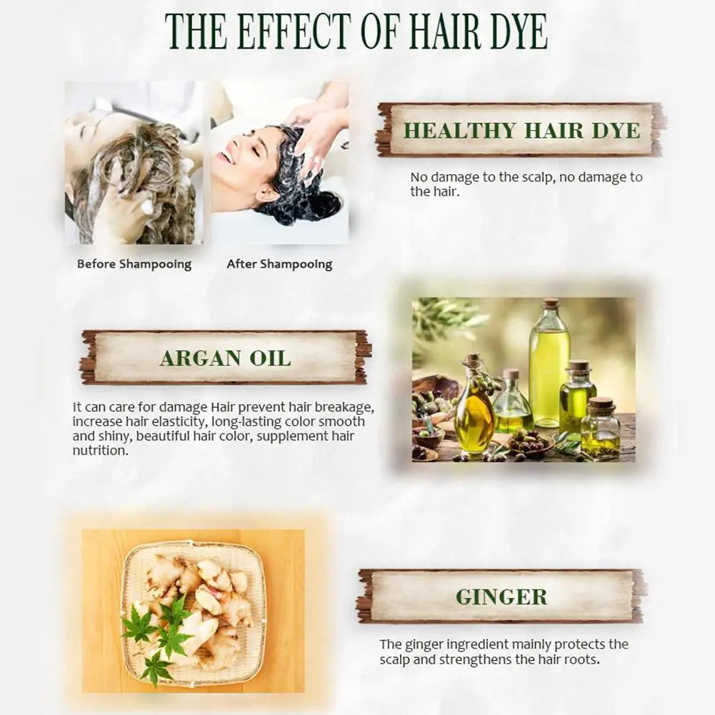 400ML Cover Grey Hair Morocco Argan Oil Care Fast Magic Black Hair Shampoo Dye Repair Damaged Improve Split Hair Rough Hair Care