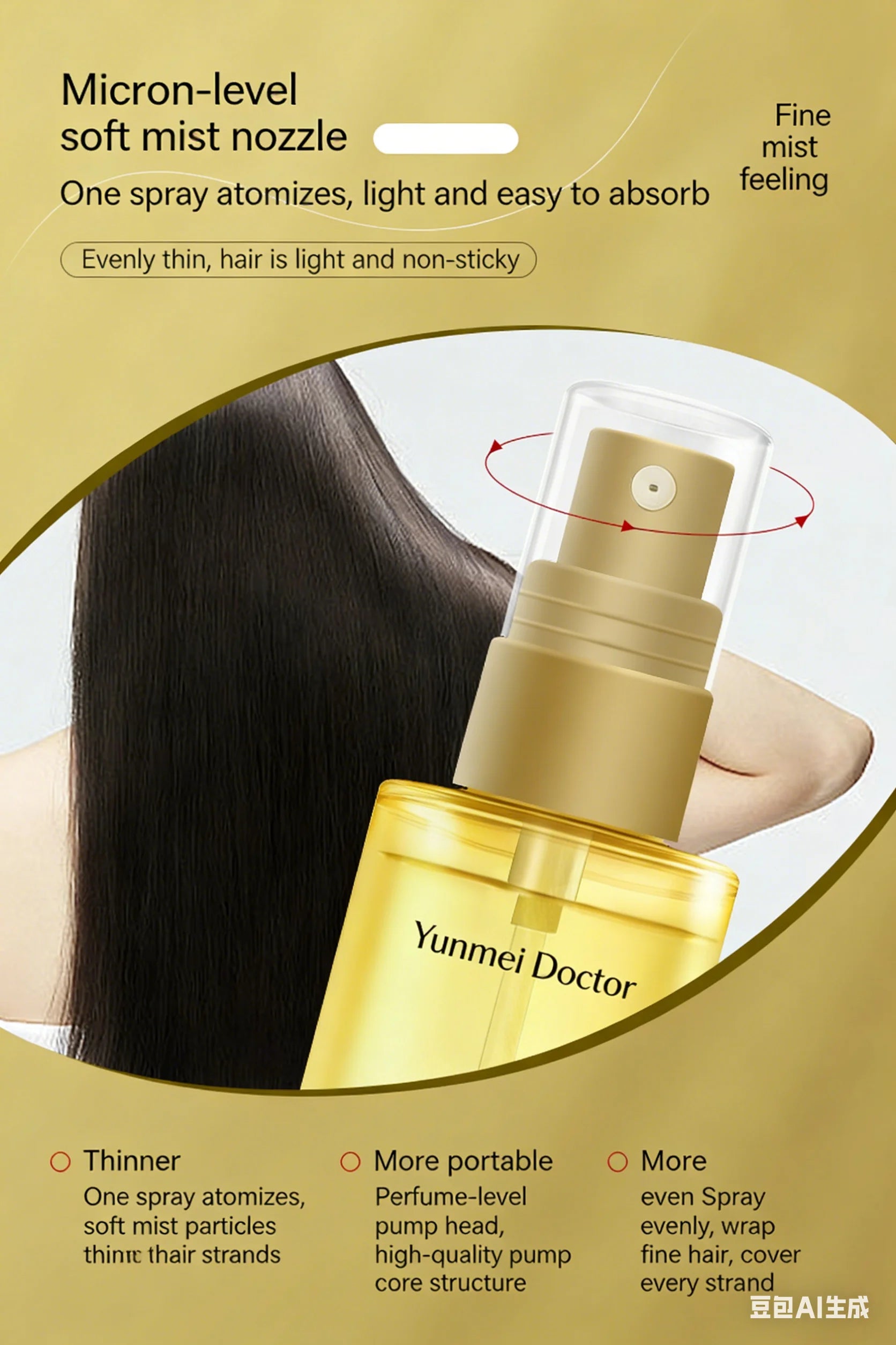 Anti-Frizz Hair Oil Spray, Perfumed Smoothing Lightweight Non-Greasy Hair Care Oil for Color-Treated & Perm Damaged Hair, Long-L