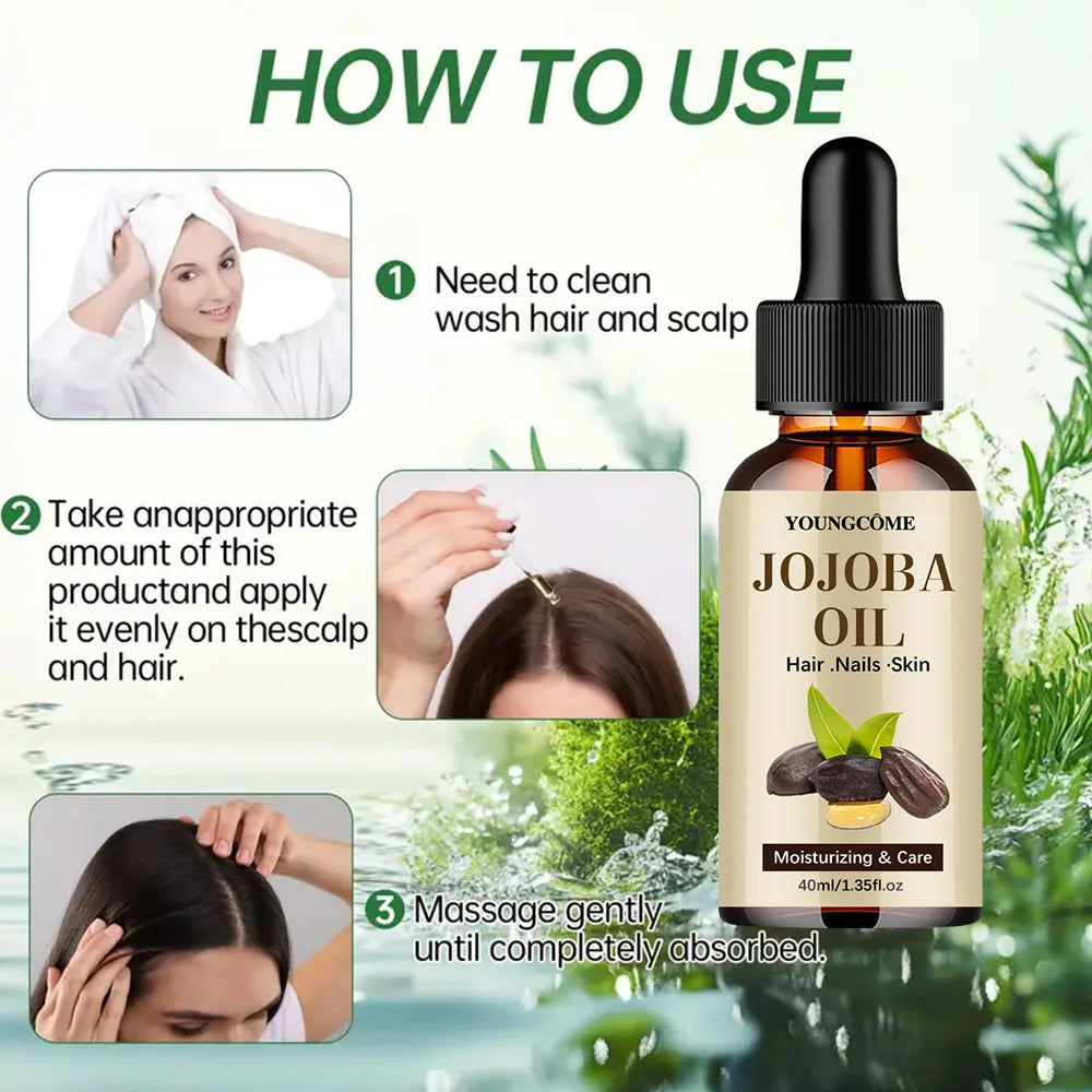 YOUNGCOME JOJOBA Oil Hair Care Essential Oil Anti-frizz Smooth Hair Oil Serum Anti Loss Scalp Massage Spa Treatments Hair Care