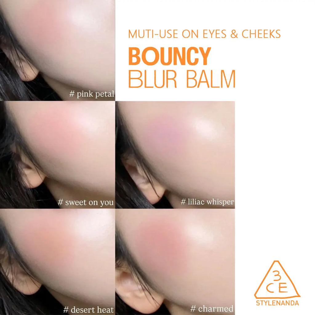 3CE Bouncy Blur Balm,Multi-Use,Creamy Texture,Blurring Effect,Long-Lasting Color,Soft-Focus,Natural Glow,K-Beauty,Korean Makeup