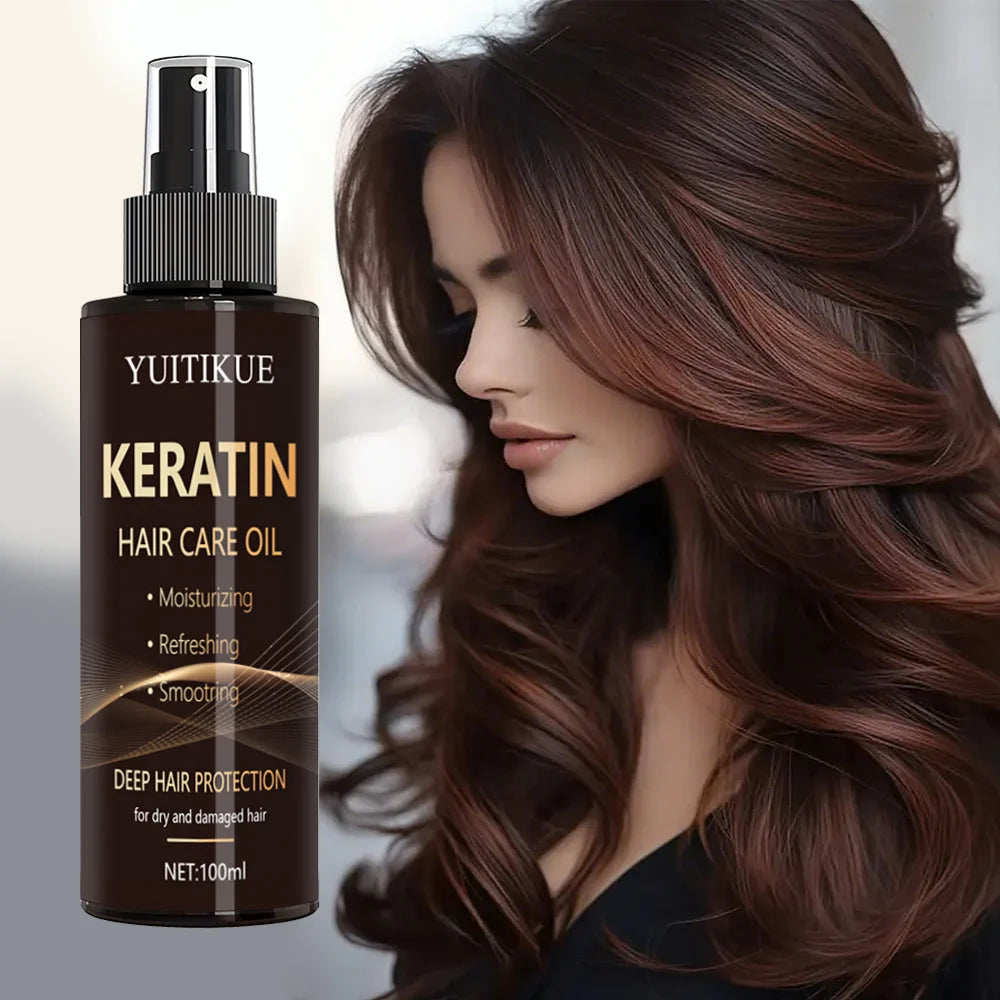 YUITIKUE Keratin Hair Care Oil Spray | Moisturizing, Refreshing & Smoothing For Dry & Damaged Hair 100ml