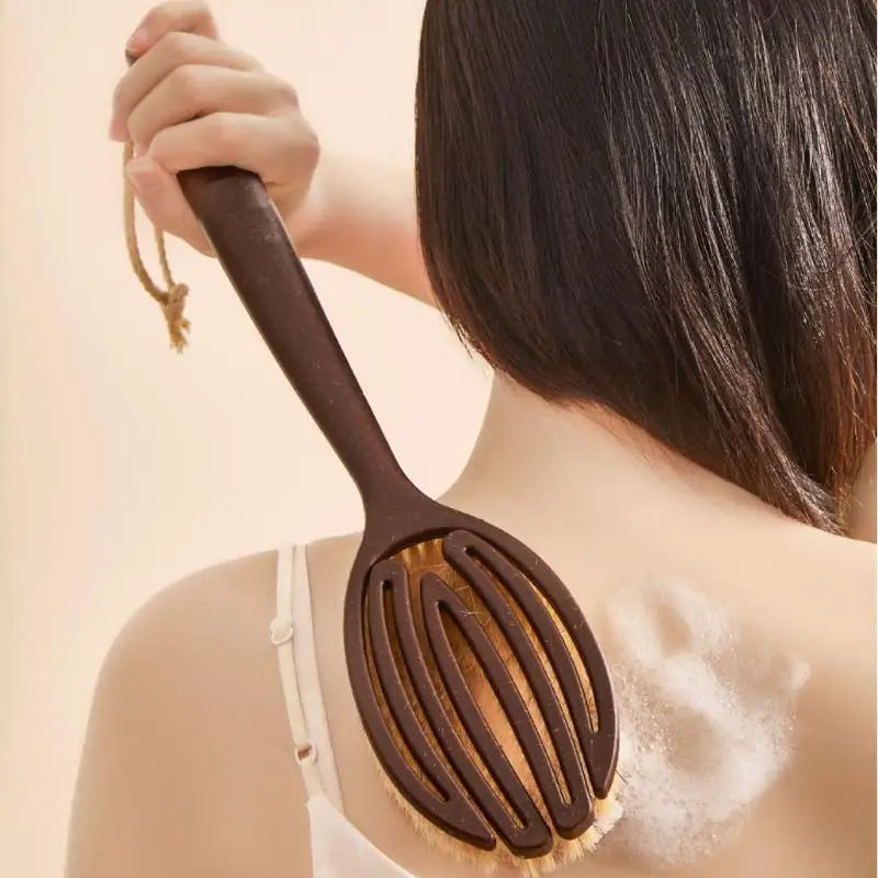Bath Shower Brush Bathing Brush Dry Skin Body Soft Natural Bristle Massager Care Tool Soft Natural Bristle PE Handle."