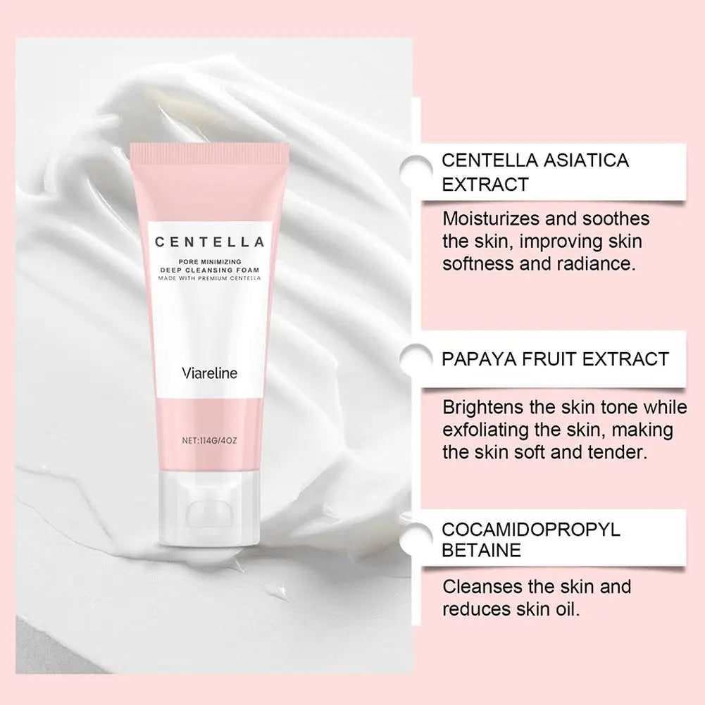 Centella Asiatica Deep Cleansing Foam Cleanser For Women Pore Shrinking Oil Control Barrier Repair Daily Facial Skin Care