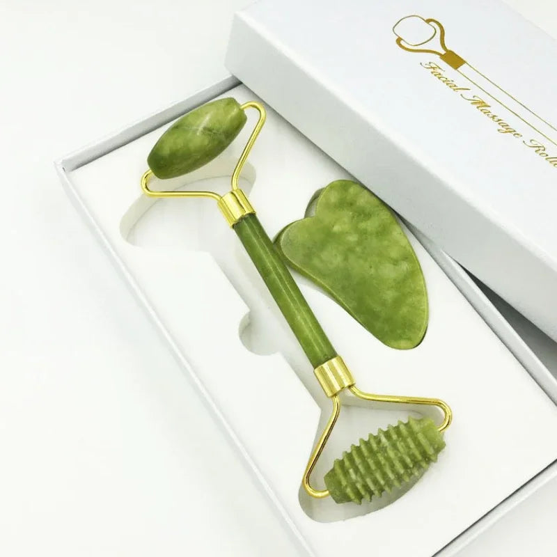 Jade Massagers For Face Body Gua Sha Scraper Beauty Facial Roller Set Natural Gouache Stone Massage Slimming Skin Care Lift box