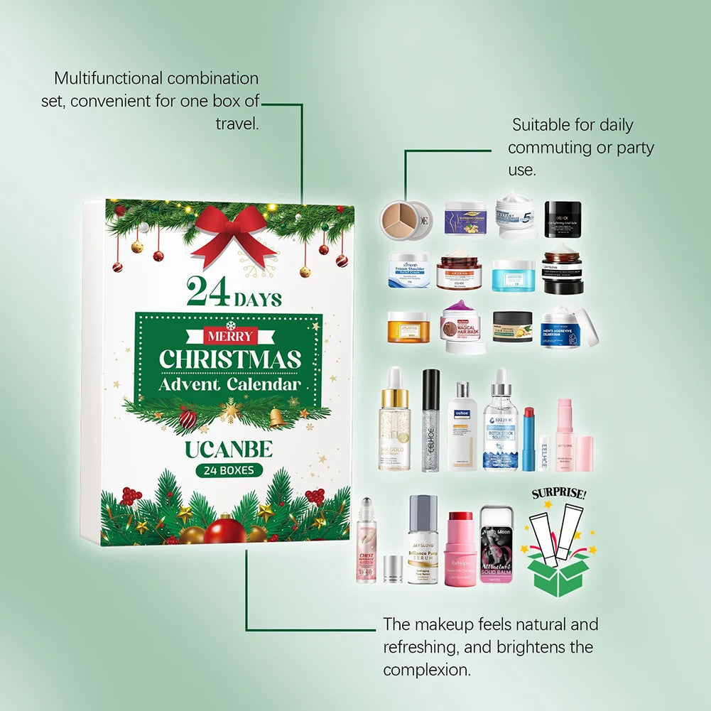 Christmas Beauty Advents Calendar Skincare Set 24 Days Luxurious Makeup Present Surprises For Holiday Birthday Present