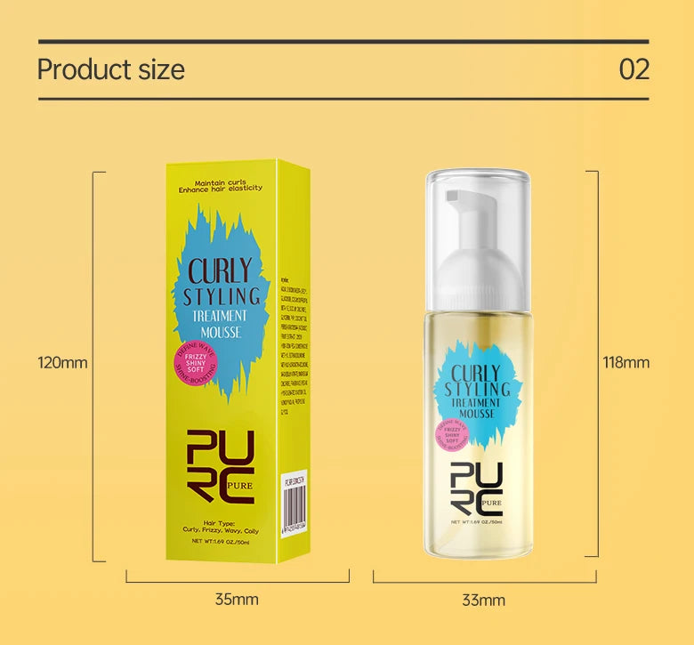 Curly Hair Mousse Care Coconut Oil Smoothing Frizz Enhanced Wavy Shampoo Styling Cream Mousse Foam Dry Damaged Frizz Hair Care