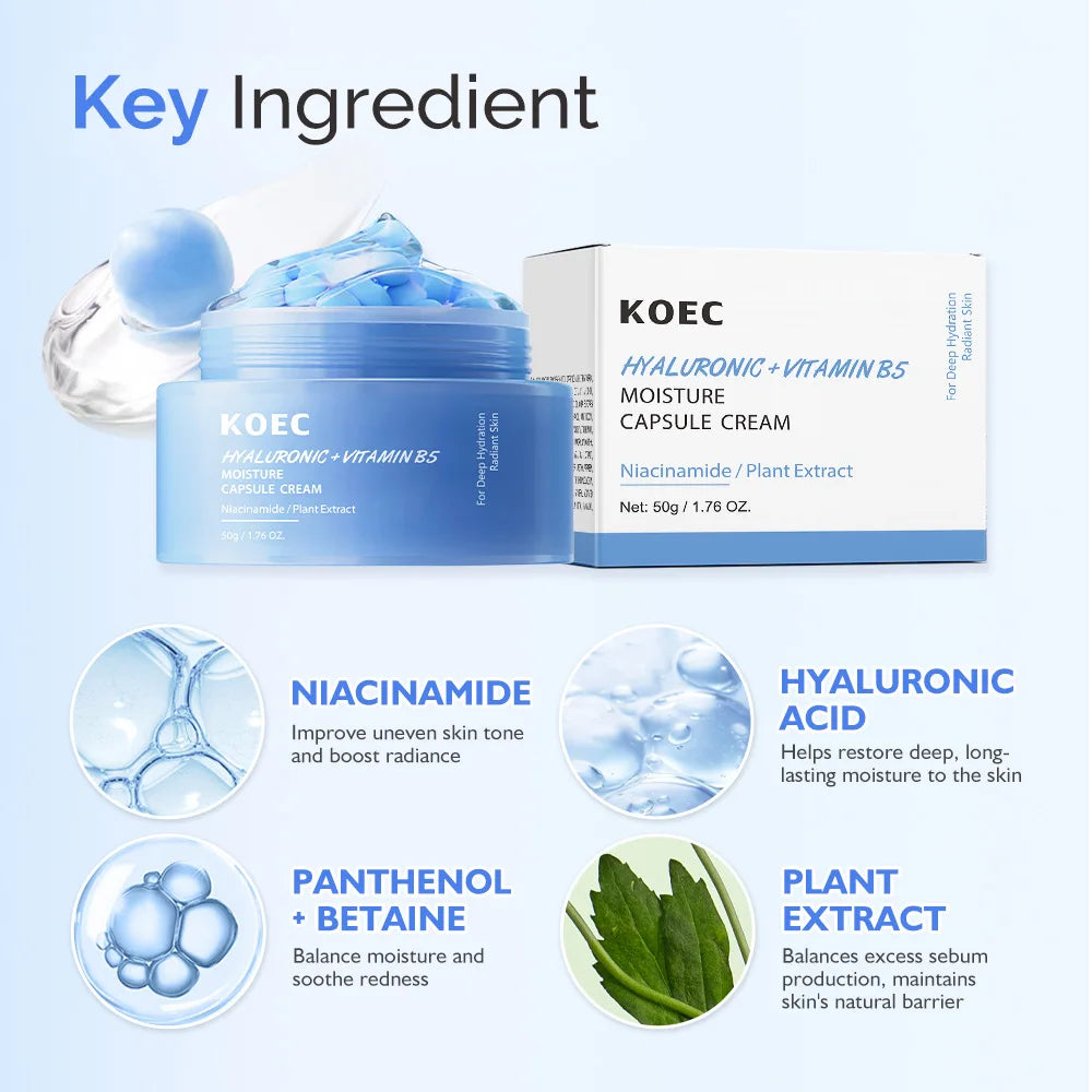 Hyaluronic Acid And Vitamin B5 Capsule Cream Long-Lasting Hydration,Barrier Care & Calming Daily Facial Moisturizer And Serum