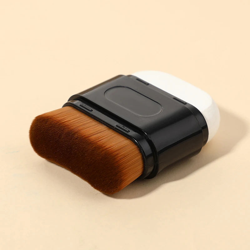 1Pcs Double-Ended Foundation Makeup Brush With Dust Cover Wave Top Contour Beauty Tool For Liquid Powder Concealer Cream