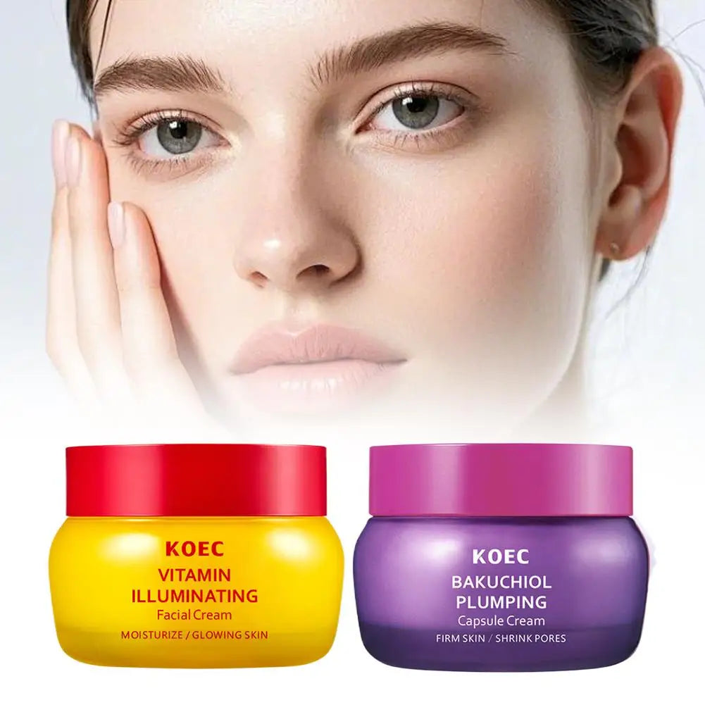 KOEC Bakuchiol & Vitamin Facial Cream Firming Lifting Brightening Long-Lasting Hydration Improve Skin Elasticity Beauty Care
