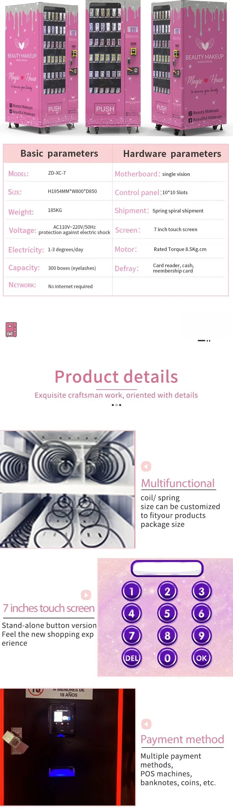 Customized 24-Hour Small Beauty Vending Machine Skincare & Cosmetic Vending Machine with Refrigeration Fresh‑Keeping Function