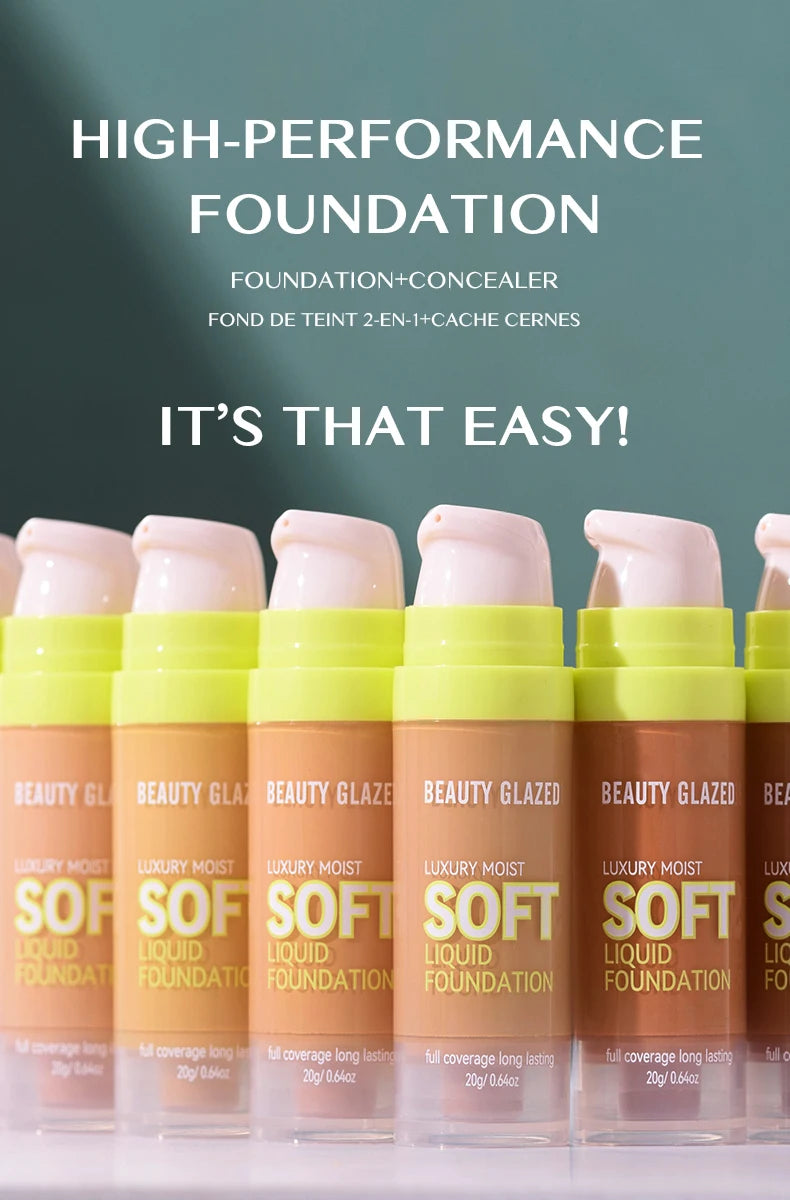 Beauty Glazed Full Coverage Matte Liquid Foundation Waterproof BB Cream Lasting Oil Control Long-lasting Natural Face Makeup