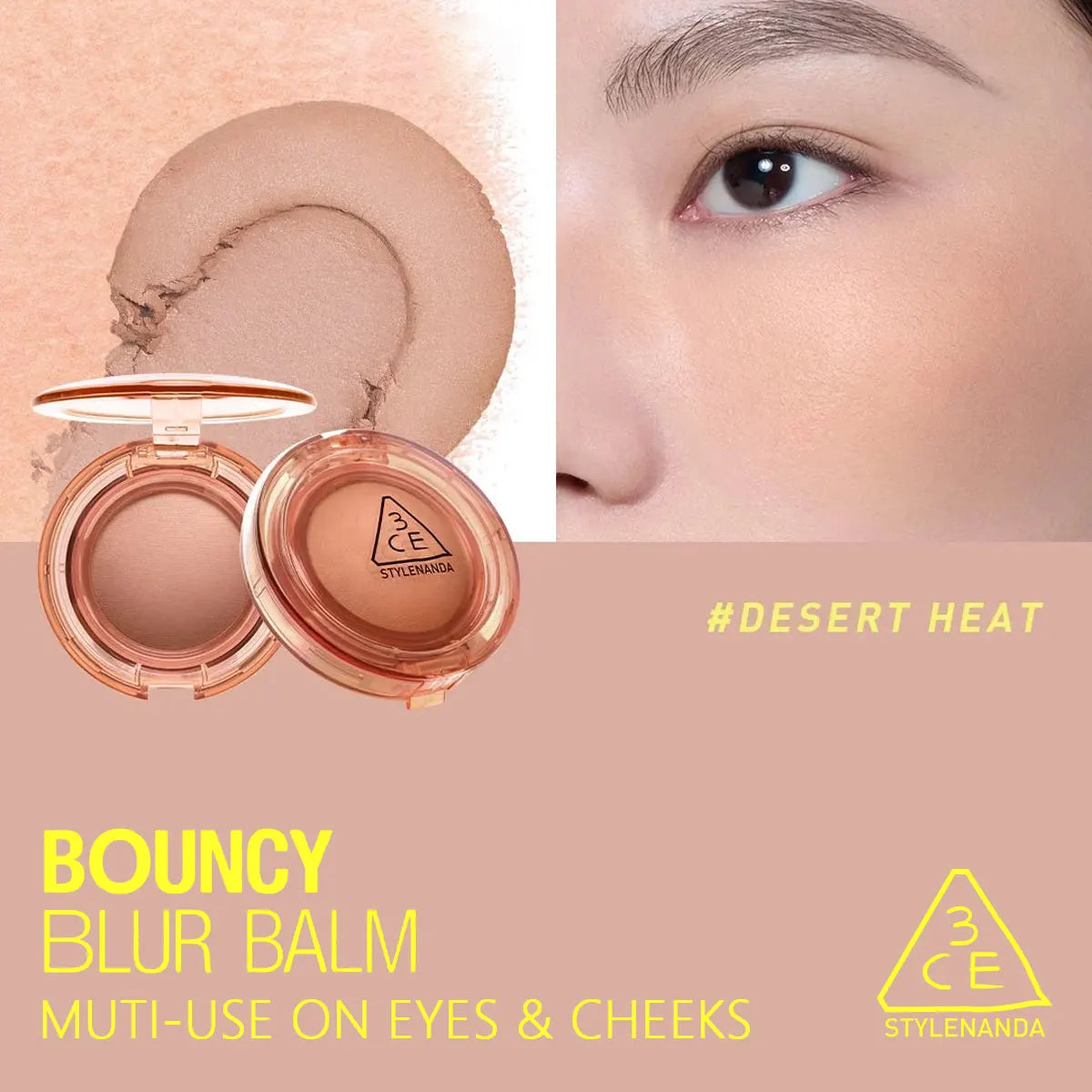 3CE Bouncy Blur Balm,Multi-Use,Creamy Texture,Blurring Effect,Long-Lasting Color,Soft-Focus,Natural Glow,K-Beauty,Korean Makeup