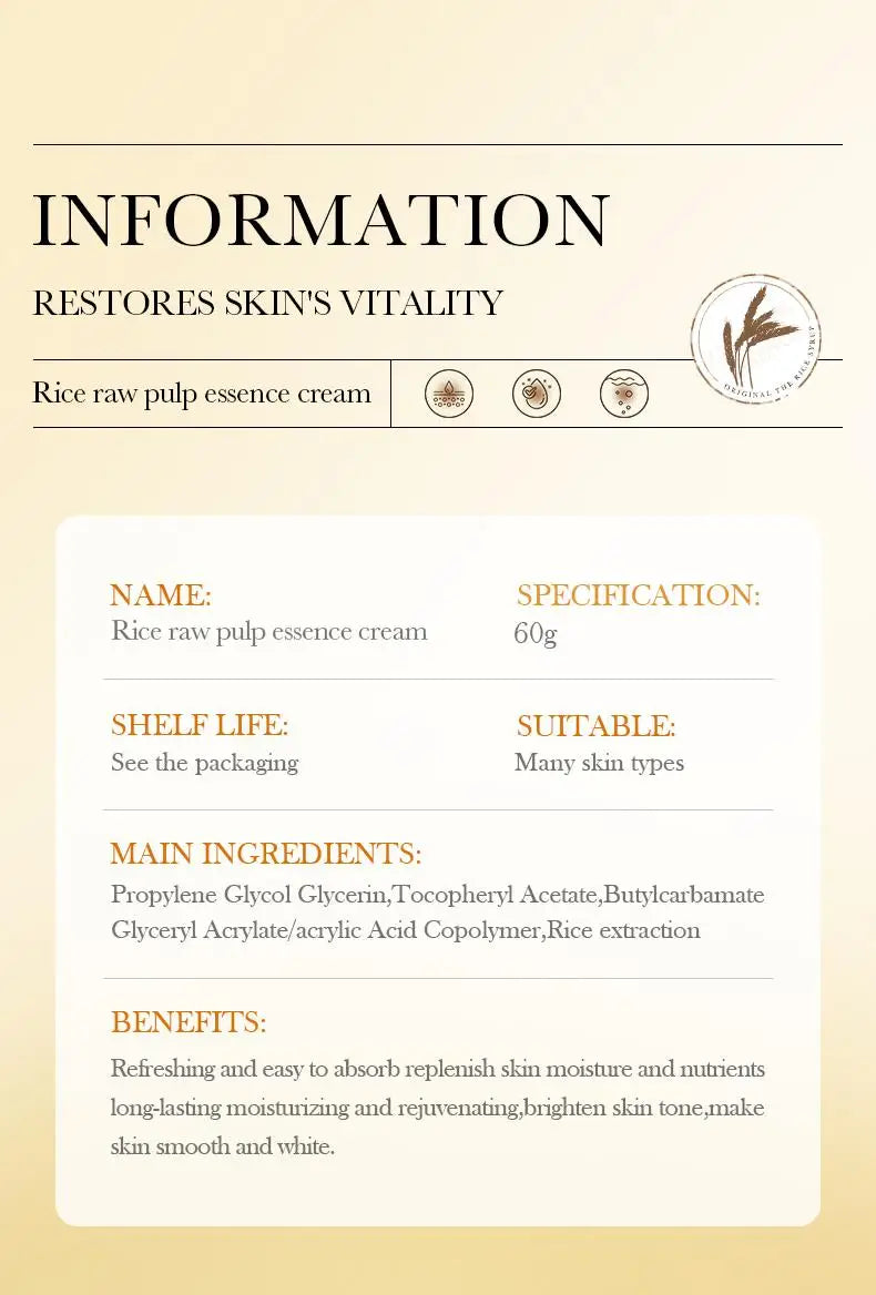 BIOAOUA Rice deep Moisturizing Essence Cream brightning hydrating face cream firming Rejuvenating Cream skin care for women