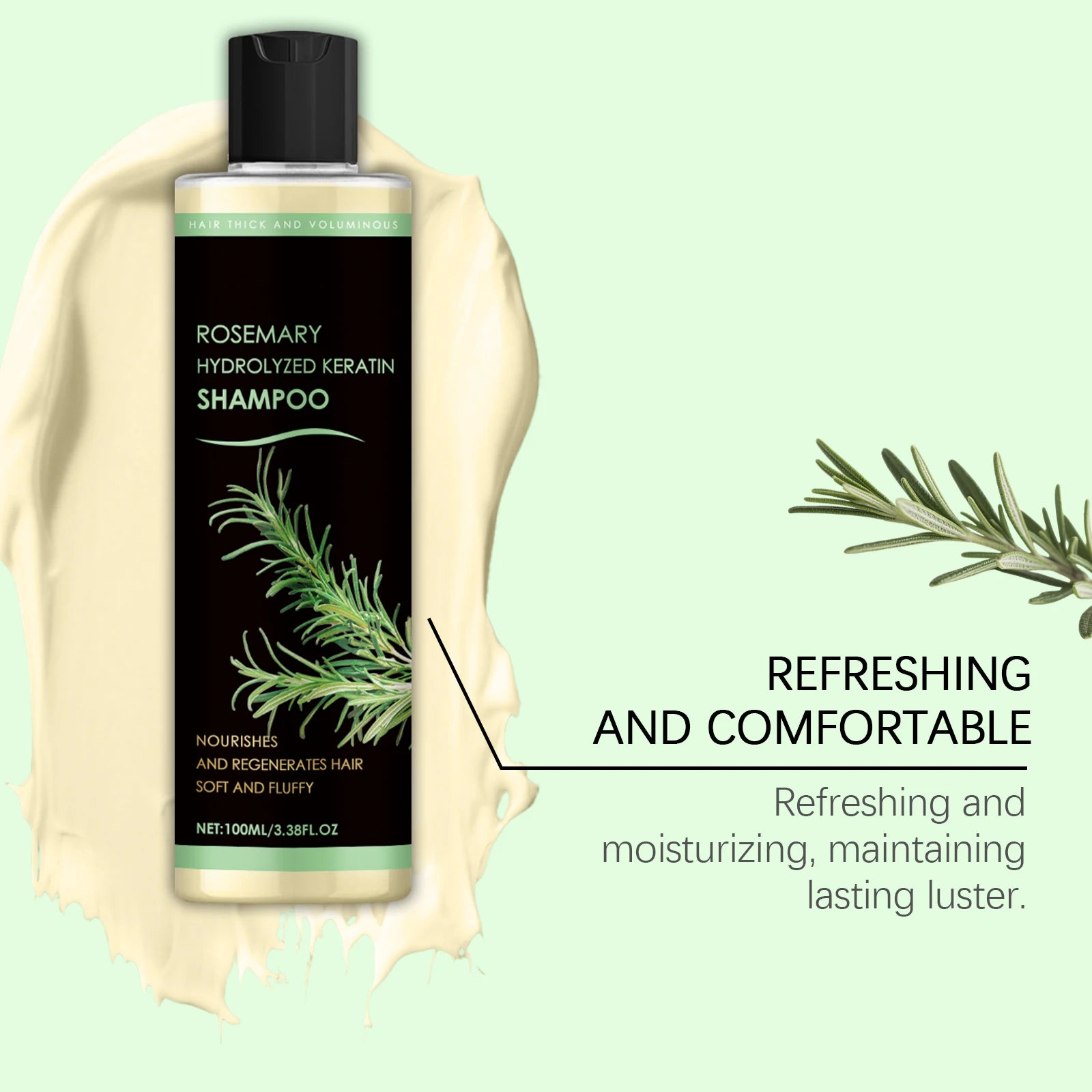Rosemary Oil Shampoo Hair Growth Prevent Hair Loss Volumizing Hydrolyzed Keratin Nourishing Moisturizing Deep Clean Scalp Care