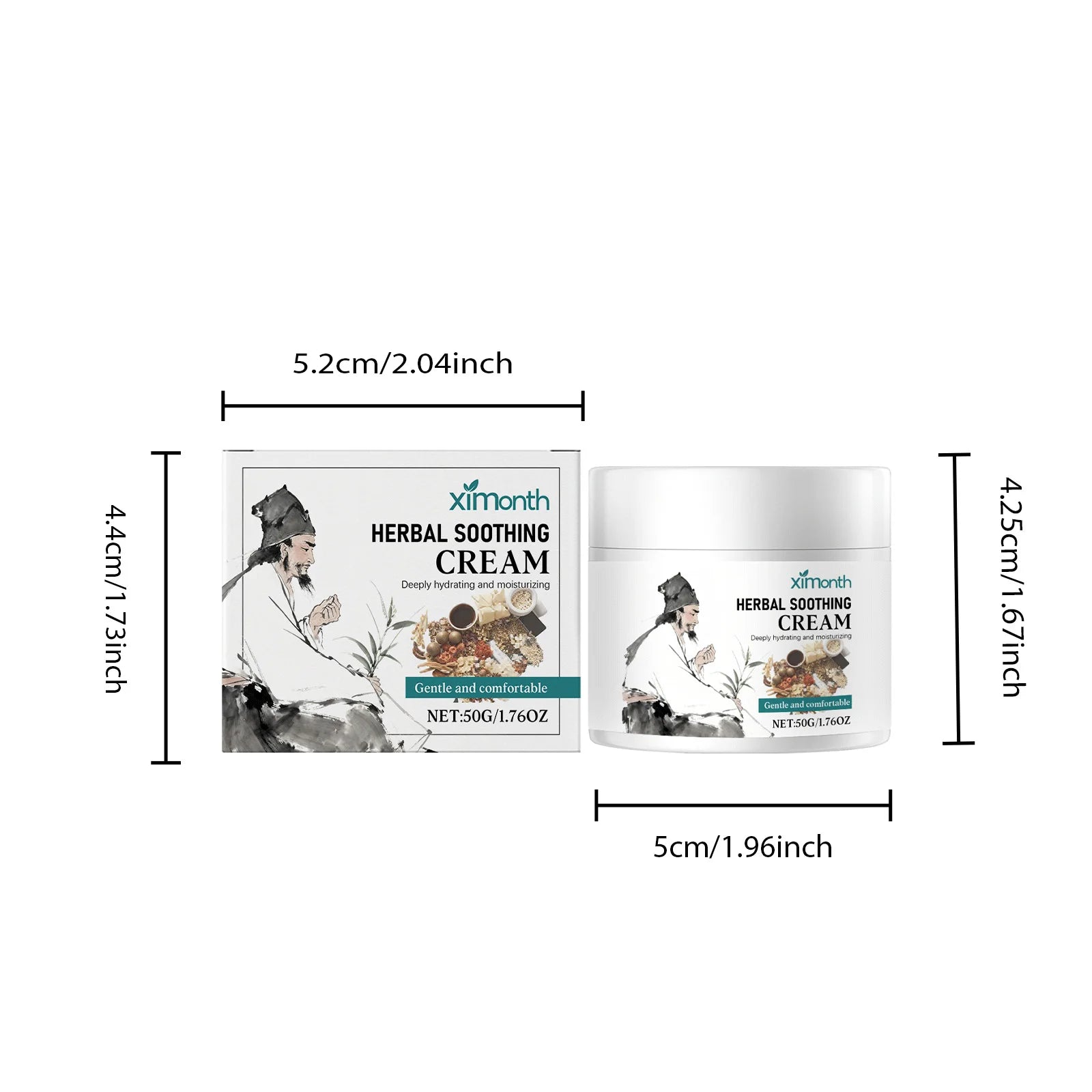 Skin care cream with herbal ingredients, refreshing and moisturizing, gentle, hydrating, and protecting body skin