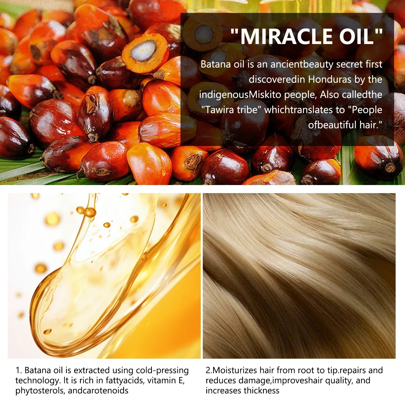 Batana Oil for Hair Growth & Repair 120g Moisturizes Scalp, Reduces Split Ends & Hair Loss Natural Plant Hair Care Essential Oil