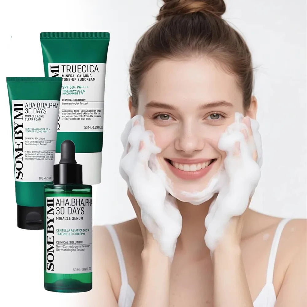 Korean SOME BY MI Facial Skincare Products Tea Tree Essence Toner Cream Cleaner Serum Centella Sunscreen Nourishing Oil Control