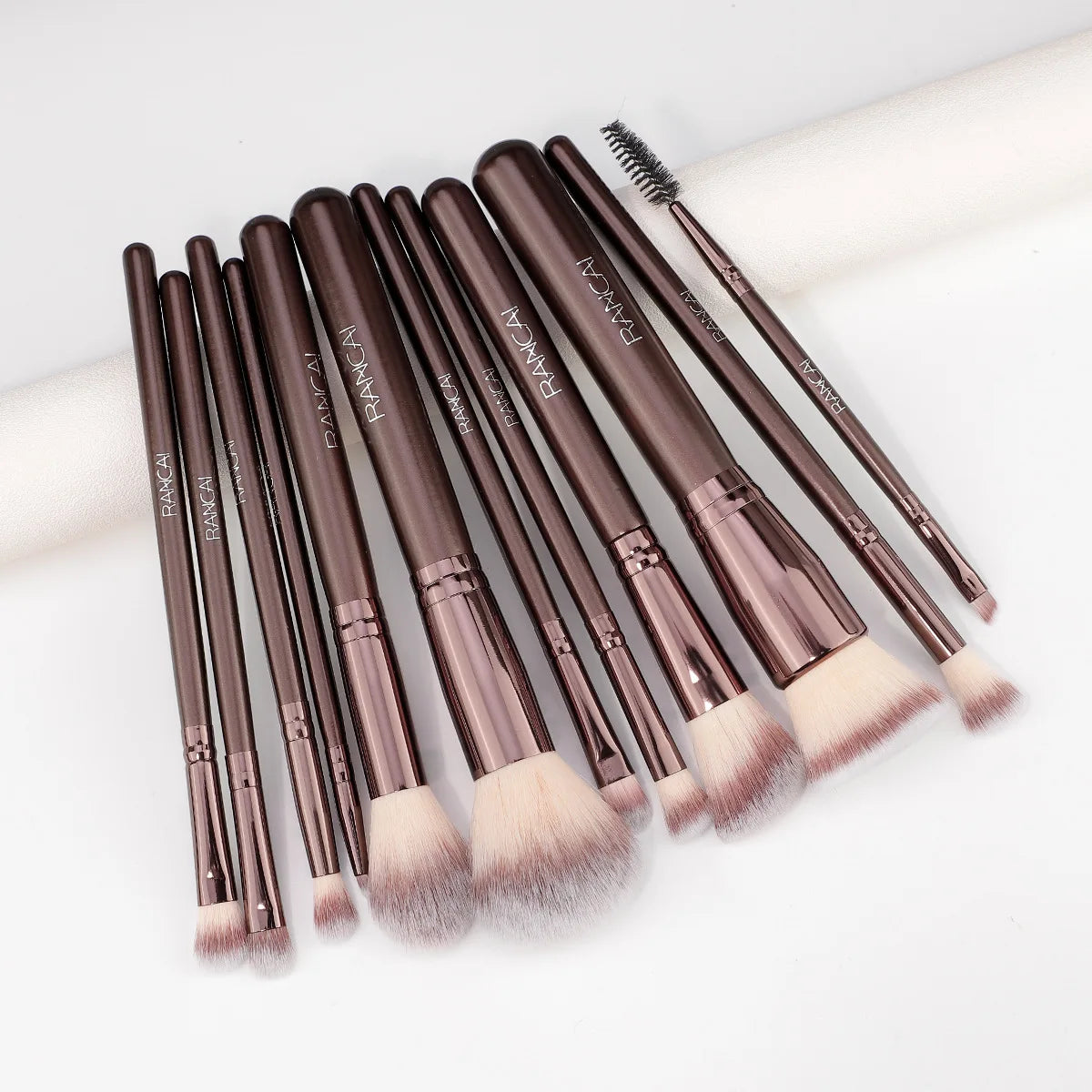 12 brown PU bags, makeup brush sets, soft loose powder, foundation brush,eyeshadow brush, beauty tools. makeup brush set make up