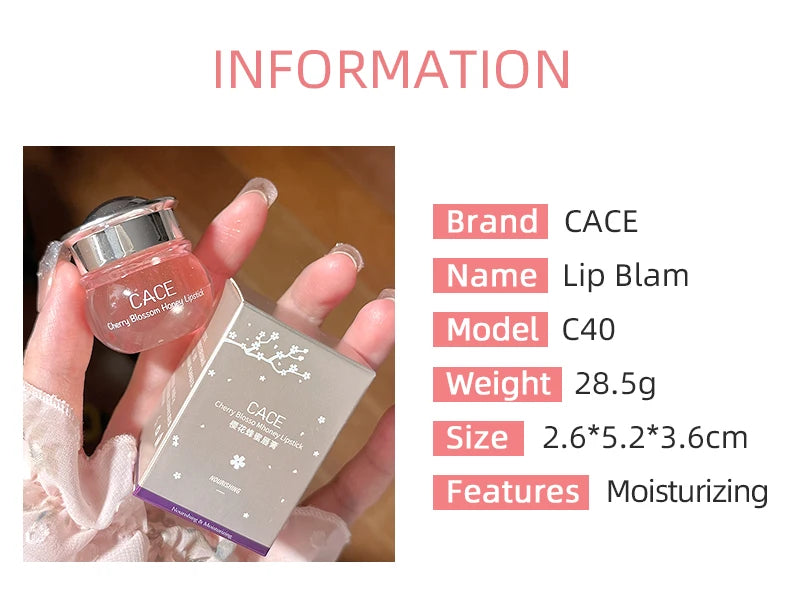 CACE Lovely Honey Cherry Lip Oil Nourishing Lip Balm Long Lasting Moisturizing Clear Lip Oil  Lip Gloss Lip Care Beauty Makeup