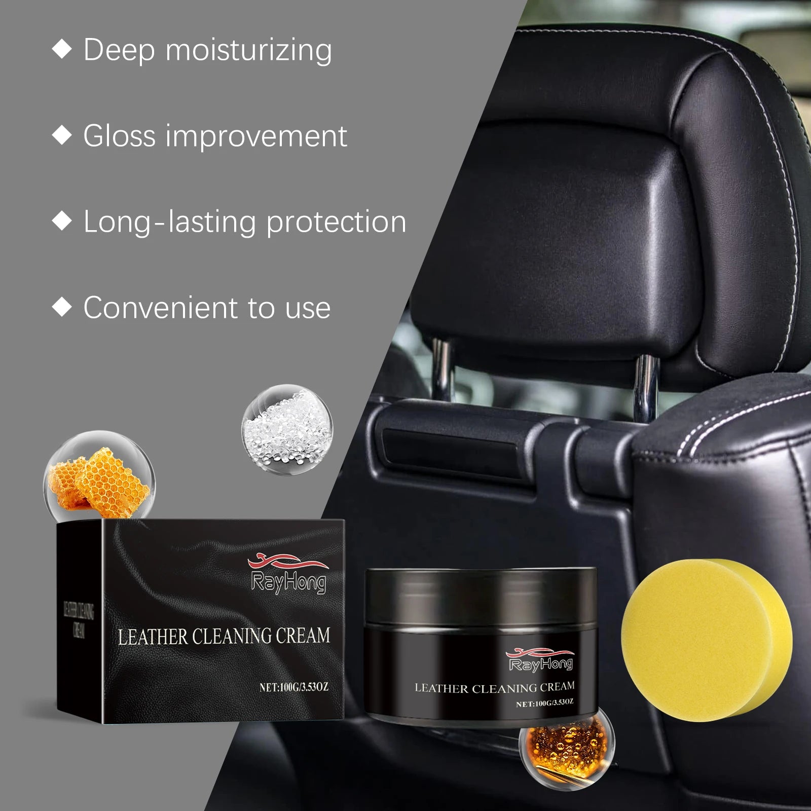 Waterproof Leather Conditioner Auto Leather Care Paste with Beeswax Deep Moisturizer Anti Aging Protects & Beautifies Autocare