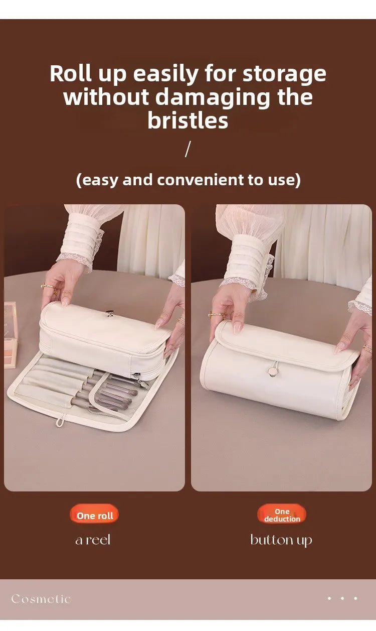New Arrival: Multifunctional Foldable Portable Professional PU Makeup Brush Organizer Bag with High "Beauty Value"