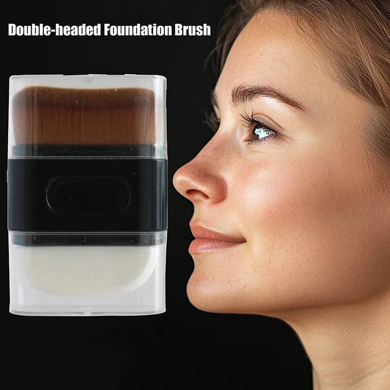 1Pcs Double-Ended Foundation Makeup Brush With Dust Cover Wave Top Contour Beauty Tool For Liquid Powder Concealer Cream