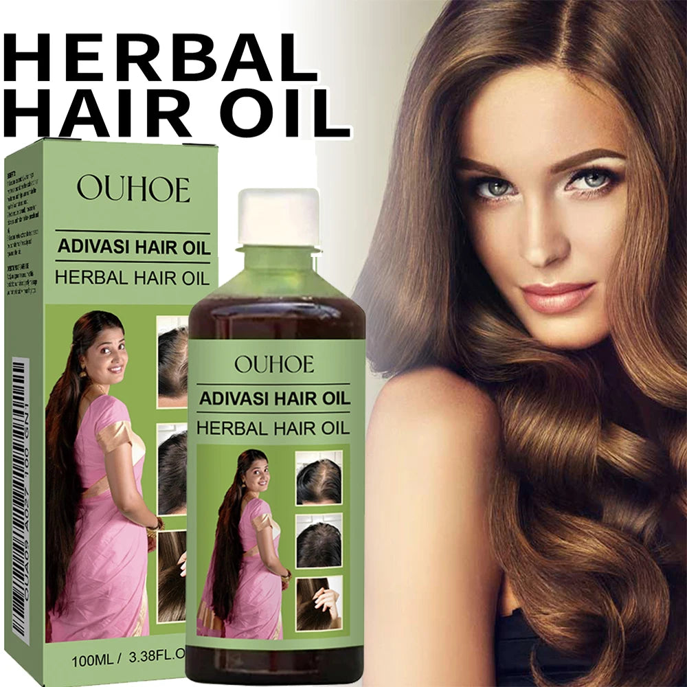 100ml Hair Growth Essential Oil India Adivasi Rosemary Damaged Hydrate Nourishing Scalp Reduce Dandruff Herbal Hair Care Serum