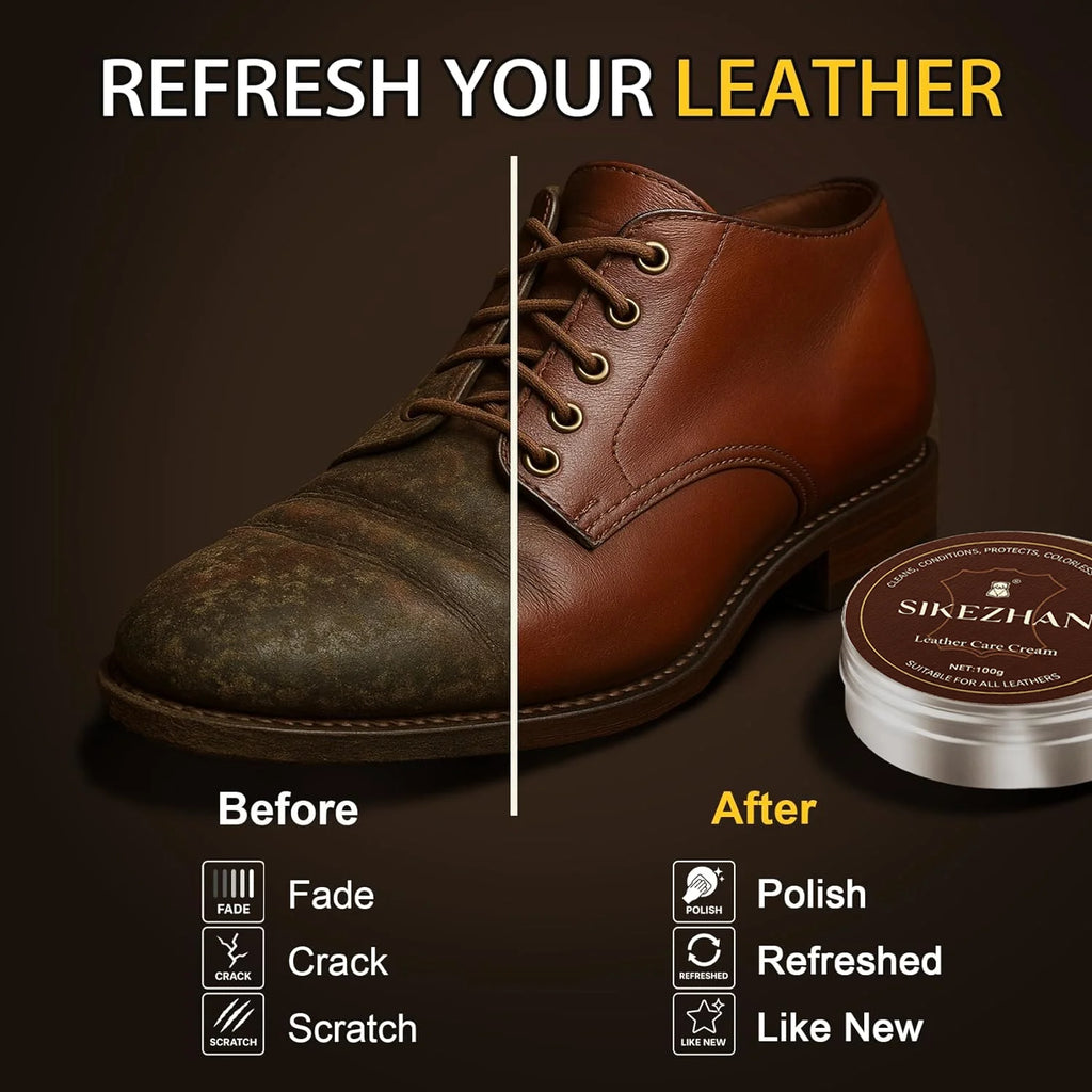 Leather Shoe Care Cream – Colorless Shoe Polish and Leather Conditioner To Clean, Nourish, Restore and Protect Shoes and Boots