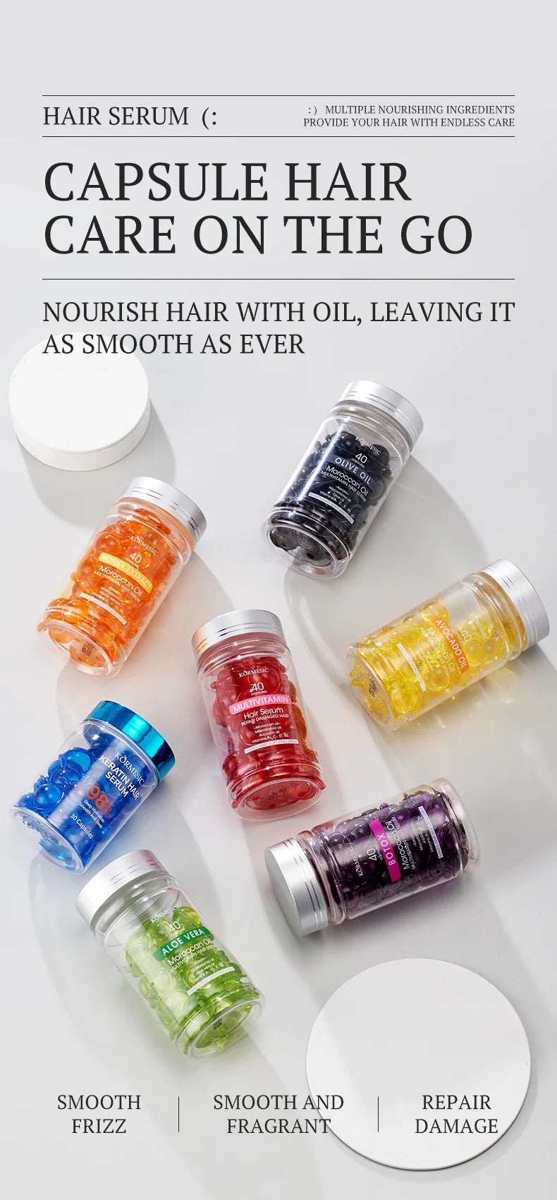 Best-Selling Multi-Vitamin Hair Care Essential Oil with Long-Lasting Fragrance and Smooth Texture Kormesic Hair Serum