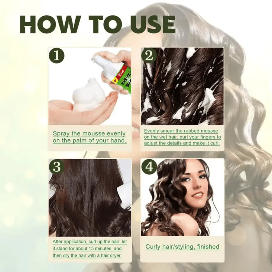 Curly Hair Mousse（207ml) For Wigs Strong Hold Olive Oil Hair Styling Mousse Anti-Frizz Hair Foam Mousse For Styling Hair Women