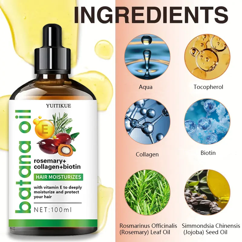 100ml Batana Hair Care Oil, plant-based formula, collagen repairs damaged hair, smooth and nourishing hair care oil