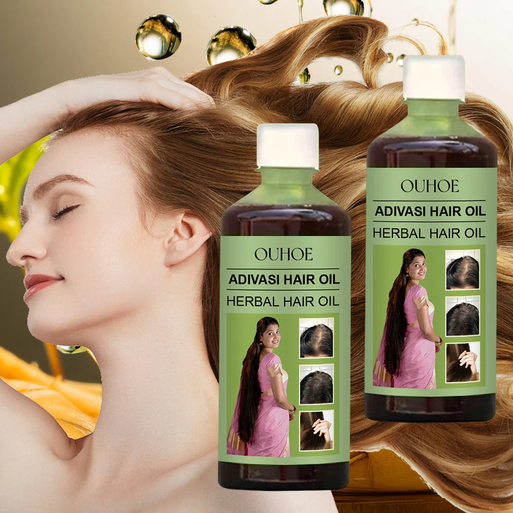 100ml Hair Growth Essential Oil India Adivasi Rosemary Damaged Hydrate Nourishing Scalp Reduce Dandruff Herbal Hair Care Serum