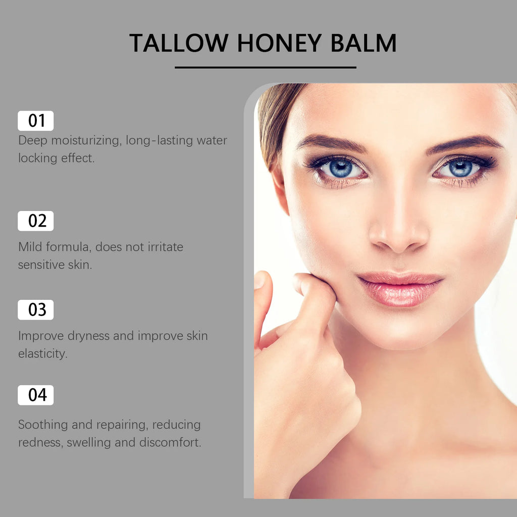 Tallow Honey Balm Deep Hydration Face Care Tighten Skin Firming Moisturizing Facial Rejuvenation Soft Smooth Beef Tallow Cream