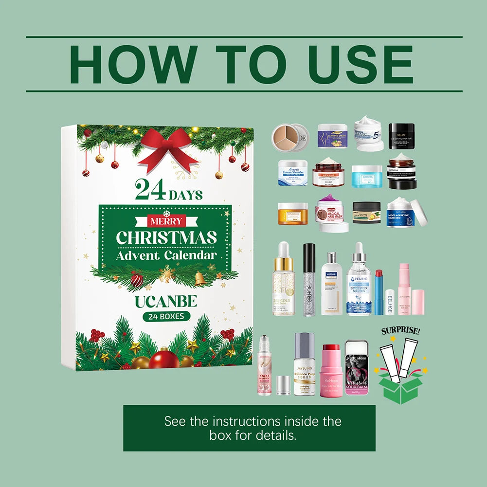 Xmas Beauty Box Beauty Skincare Advents Calendar Xmas Makeup Present Set For Adult Women Teen Girls Skin Care Birthday Present
