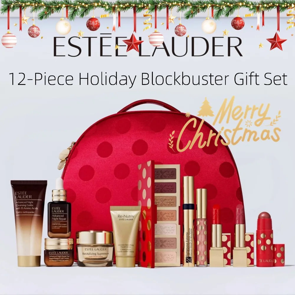 Estee Lauder 12-Piece Holiday Blockbuster 9 Full-Size Favorites Beauty Gift Set - Birthday Christmas Gift Set Holiday for Women