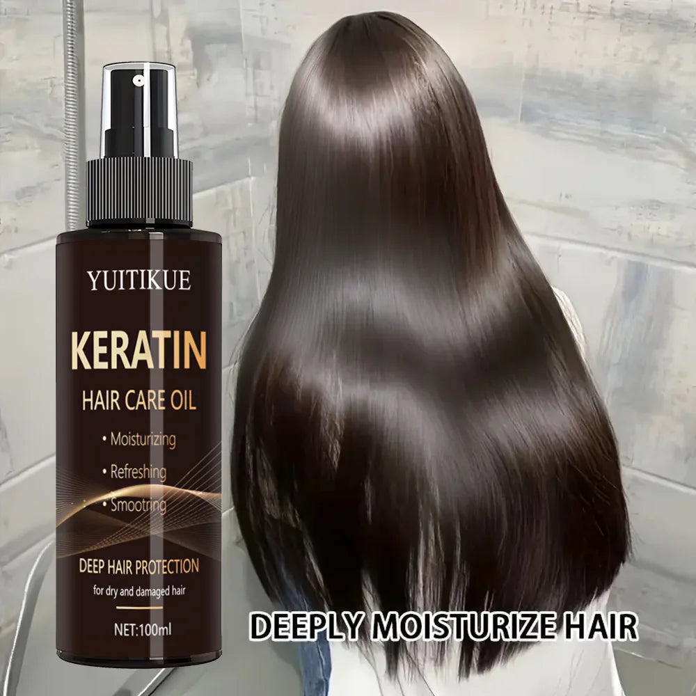 YUITIKUE Keratin Hair Care Oil Spray | Moisturizing, Refreshing & Smoothing For Dry & Damaged Hair 100ml
