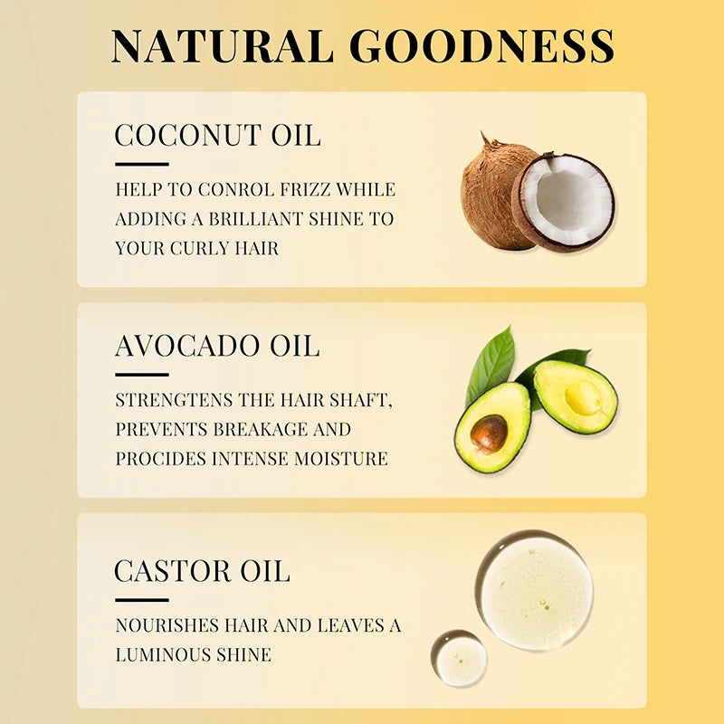 Curly Hair Mousse Care Coconut Oil Smoothing Frizz Enhanced Wavy Shampoo Styling Cream Mousse Foam Dry Damaged Frizz Hair Care