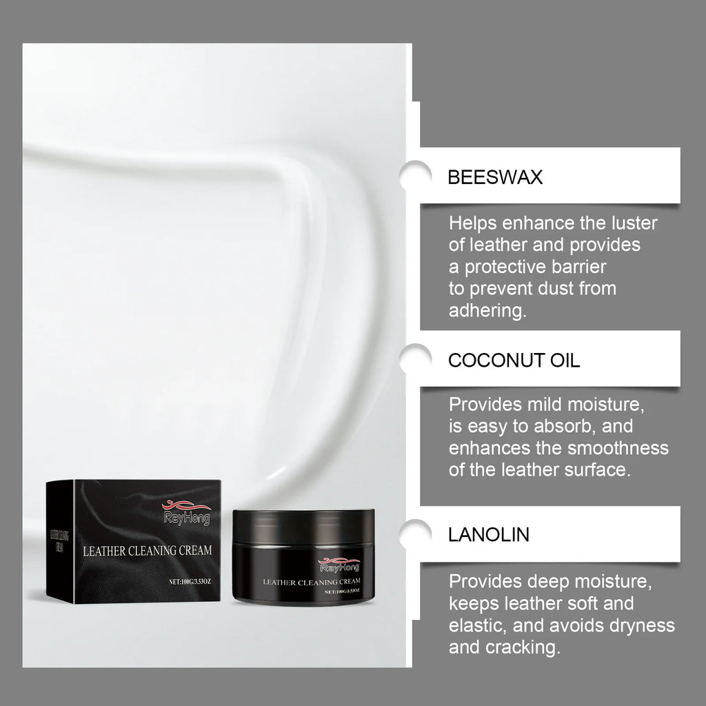 Waterproof Leather Conditioner Auto Leather Care Paste with Beeswax Deep Moisturizer Anti Aging Protects & Beautifies Autocare