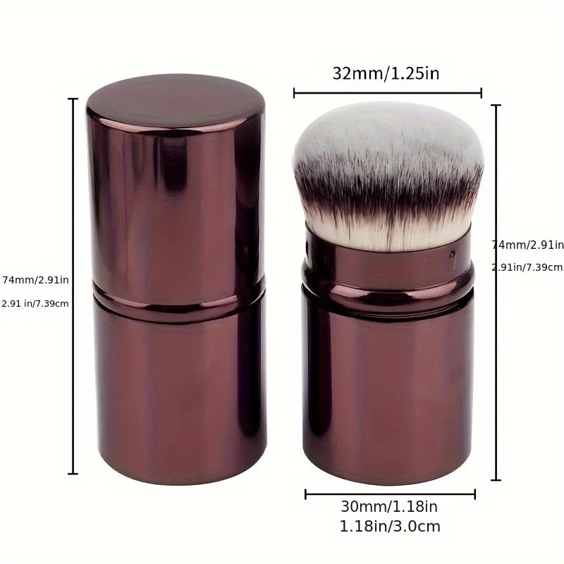 1 Professional Facial Brush with a Round Head and Retractable Handle, Makeup Brush, Blush Brush, Foundation Brush, Loose Powder Brush, Synthetic Bristles, Ultra-Soft Setting Brush for Liquid Cosmetics, Kabuki Foundation Brush