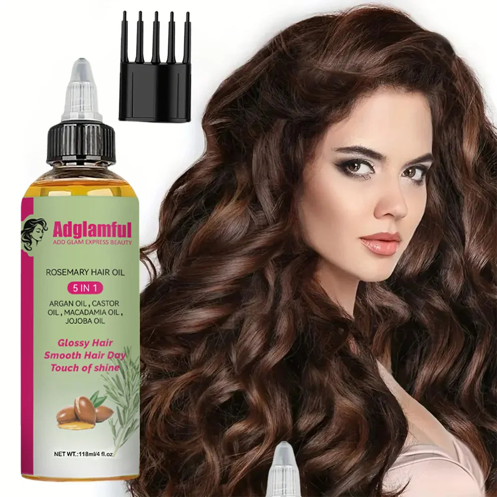 5-in-1 Rosemary Hair Oil 118ml – Smooths Frizz, Boosts Shine & Hydration, Lightweight Fast-Absorbing