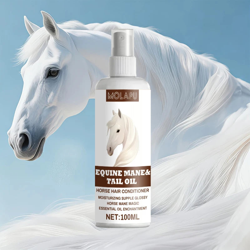 Horse hair care oil, quickly brightening and dust-resistant. Natural care oil creates silky mane and tail. 100ML, easy to carry,
