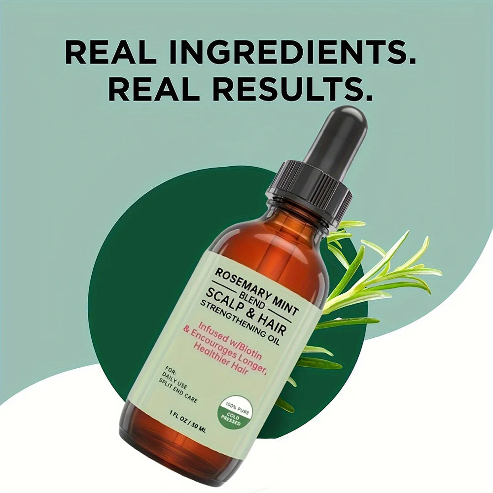 Rosemary Mint Hair Growth Oil Preventing Hair Dryness Split Moisturizing Gentle Nourishing Soft Glossy Organics Hair Care Oil