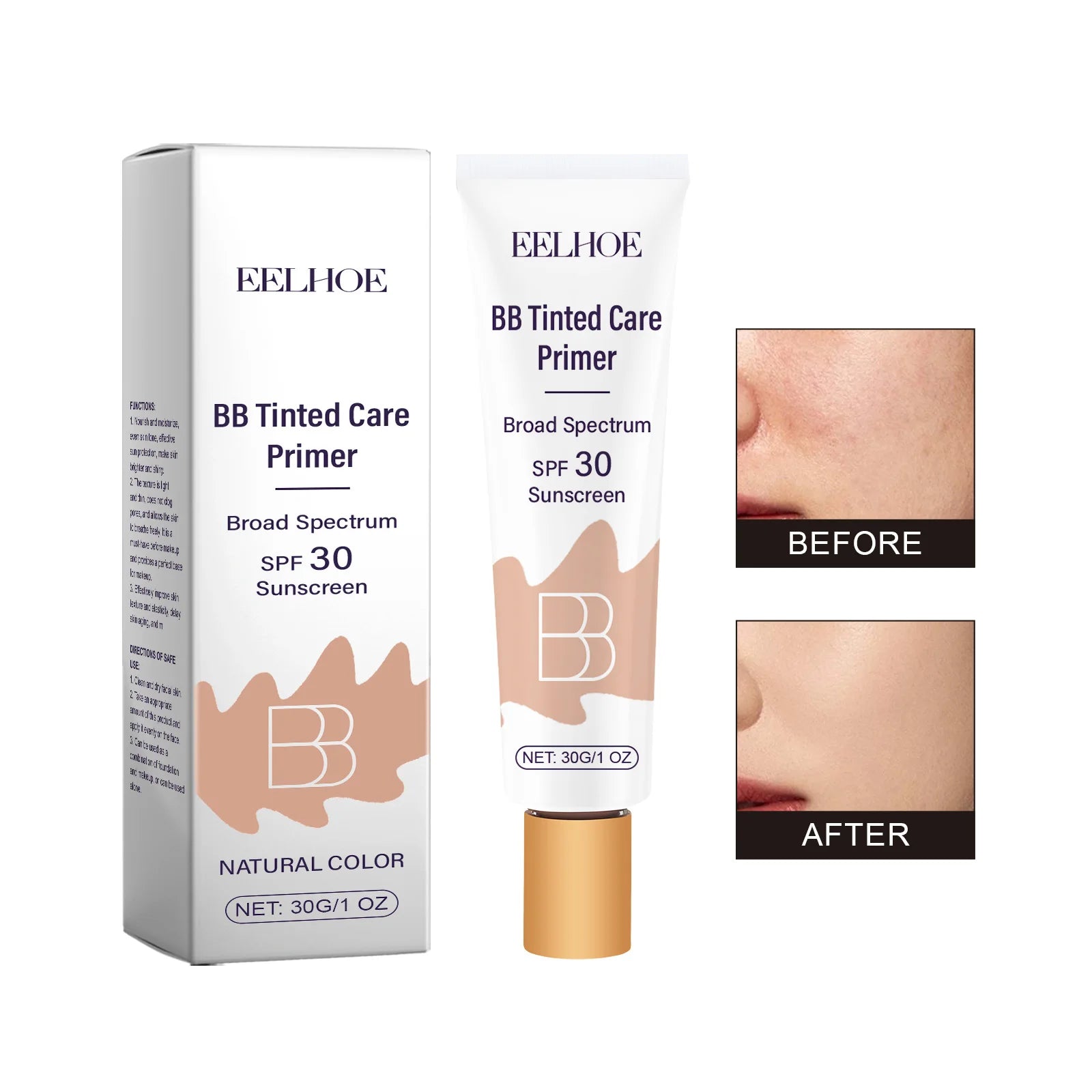 BB Tinted Care Primer Effectively Preventing UV Damage Improve Skin Texture Elasticity Long-Lasting Coverage Moisturizing Cream