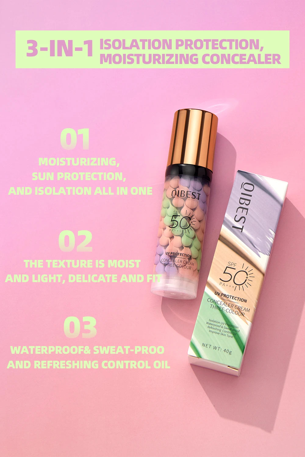 QIBEST Protective Pre-makeup Cream Even Skin Tone Brightening Base Mild Non-irritating Isolation Concealer