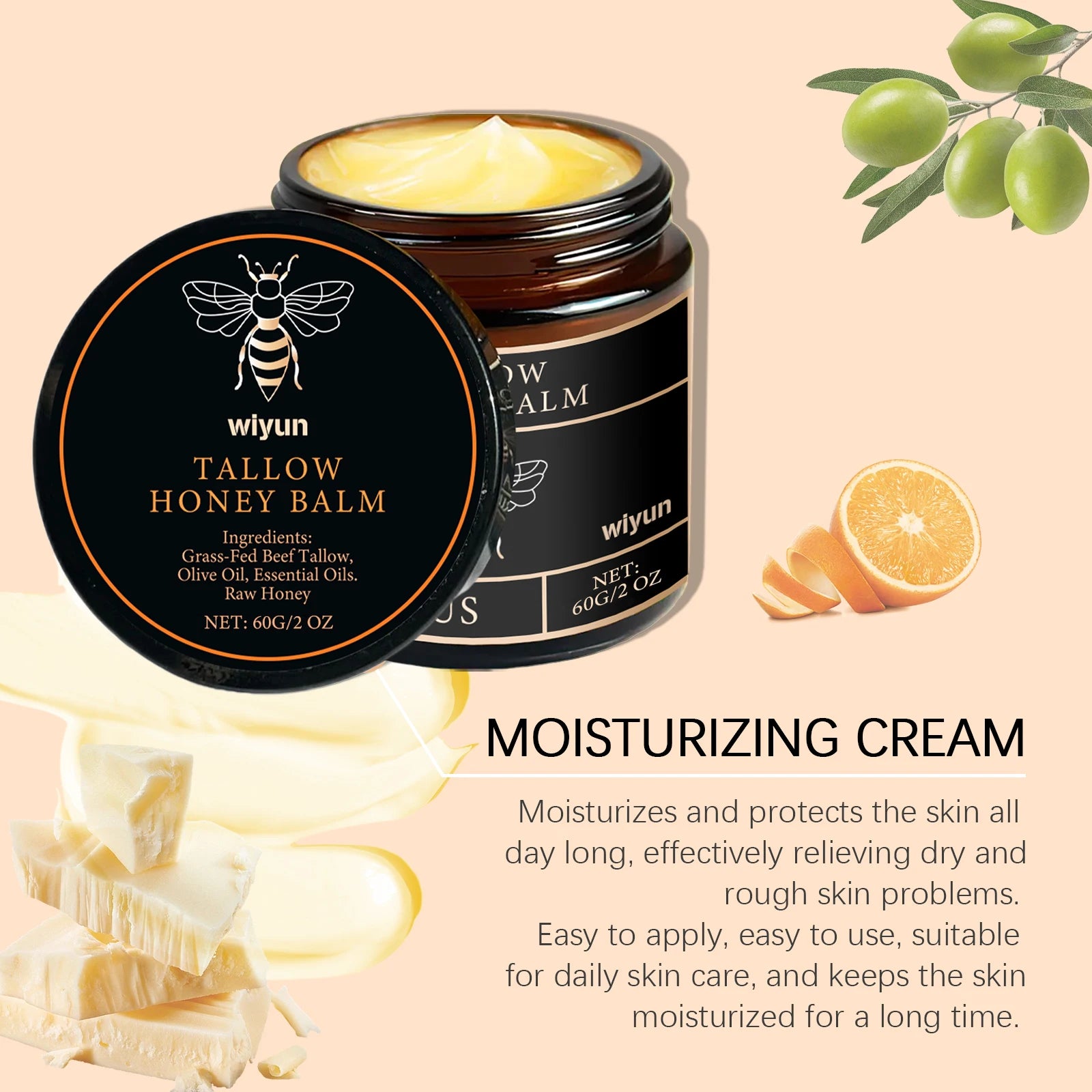 Beef Tallow Face Cream Improve Dry Dullness Lift Facial Brightening Skin Care Products Smooth Fine Lines Moisturizing Body Cream