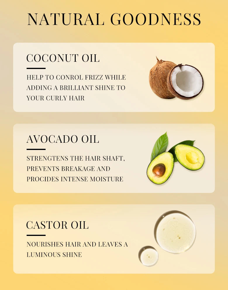 Curly Hair Mousse Care Coconut Oil Smoothing Frizz Enhanced Wavy Shampoo Styling Cream Mousse Foam Dry Damaged Frizz Hair Care