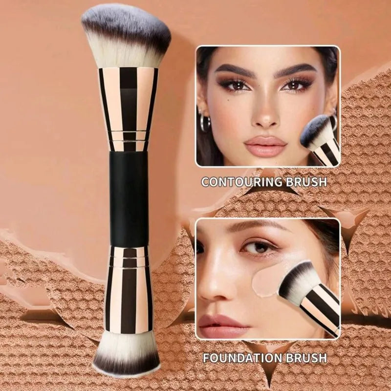 New Double-ended Makeup Brush Foundation&Contour Powder Blush Multi-functional BrushNo Powder Absorption High-value Beauty Tools