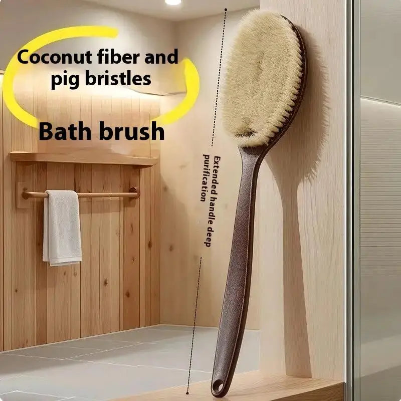Bath Shower Brush Bathing Brush Dry Skin Body Soft Natural Bristle Massager Care Tool Soft Natural Bristle PE Handle."