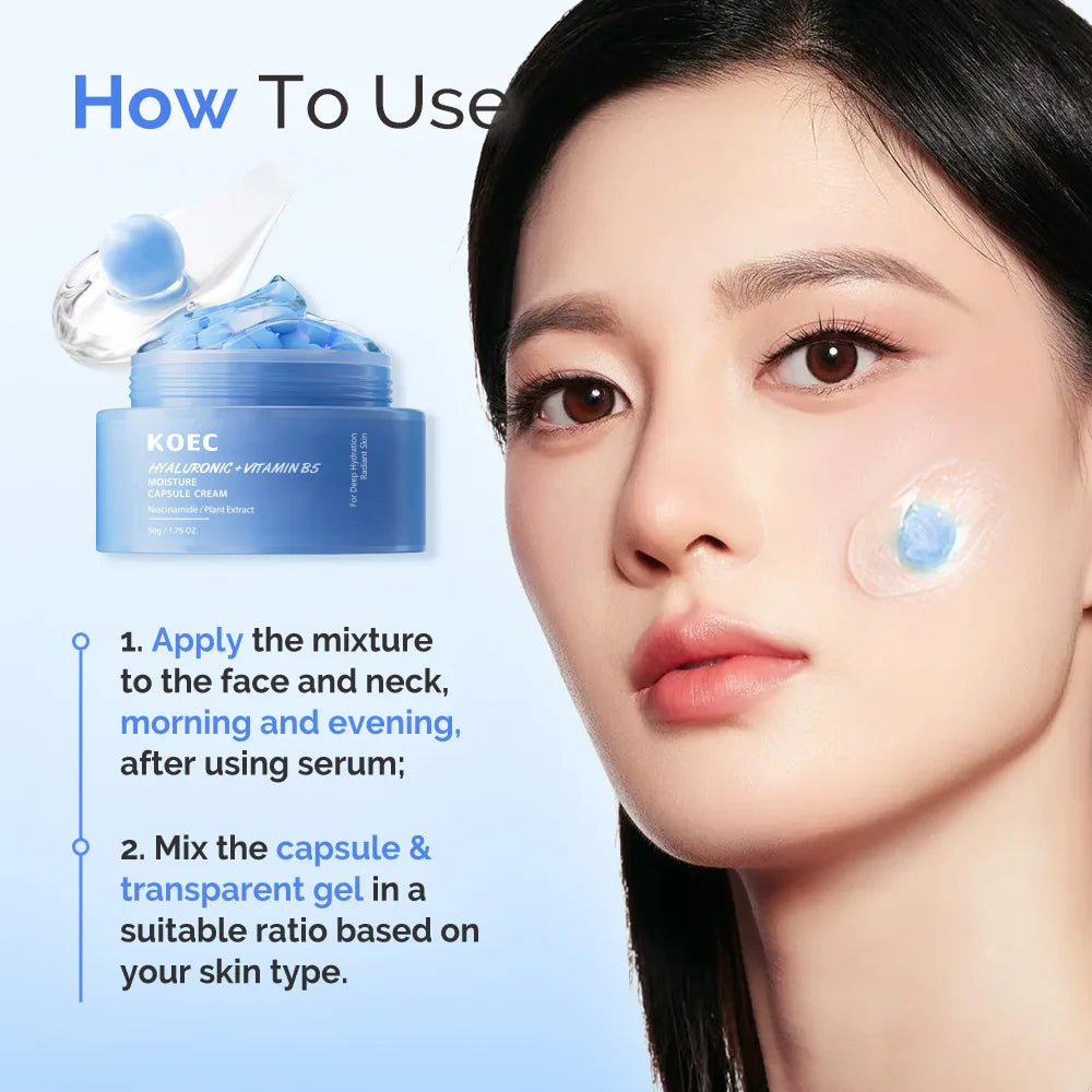 Hyaluronic Acid And Vitamin B5 Capsule Cream Long-Lasting Hydration,Barrier Care & Calming Daily Facial Moisturizer And Serum