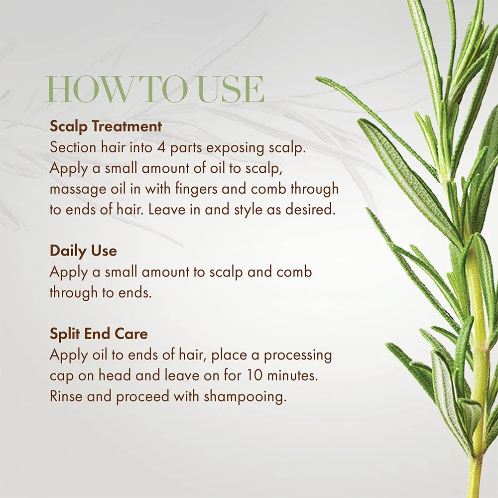 Rosemary Mint Hair Growth Oil Preventing Hair Dryness Split Moisturizing Gentle Nourishing Soft Glossy Organics Hair Care Oil